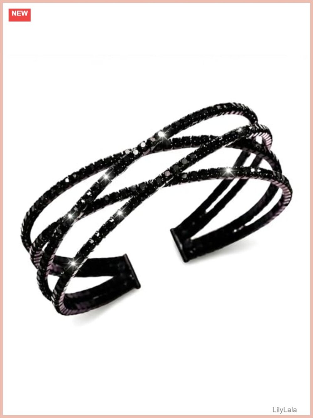 Rhinestone Cuff Bracelet for Women Multilayer Crystal Adjustable Open Wide
